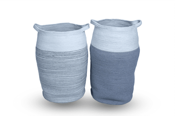 Kaplava  Grey & White Laundry Basket