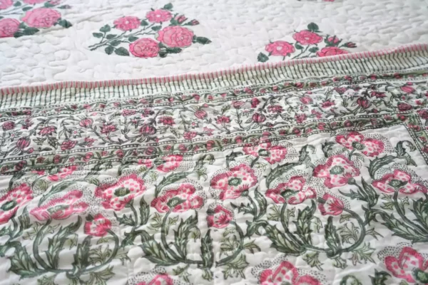 Nidra – Pink Block Printed Cotton Quilt