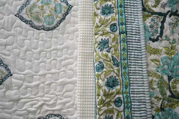 Nidra – Green Block Printed Cotton Quilt