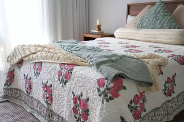 Nidra – Pink Block Printed Cotton Quilt