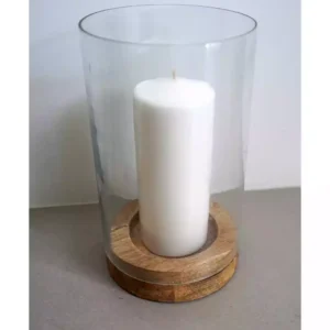 Aura – Glass Candle Holder with Wooden Base