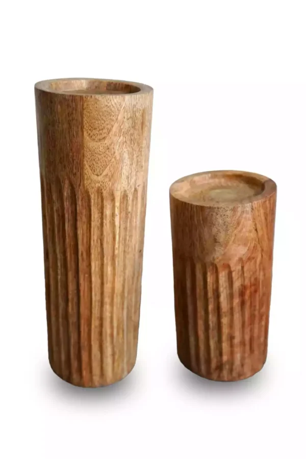 Brillo – Set of 2 Wooden Candle Holder