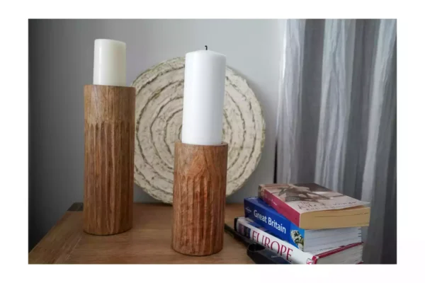 Brillo – Set of 2 Wooden Candle Holder