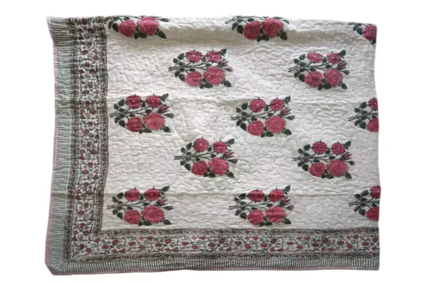 Nidra – Pink Block Printed Cotton Quilt