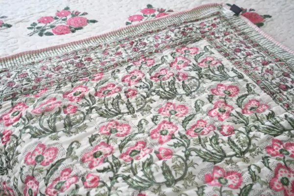 Nidra – Pink Block Printed Cotton Quilt