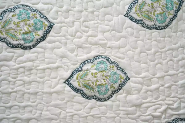 Nidra – Green Block Printed Cotton Quilt